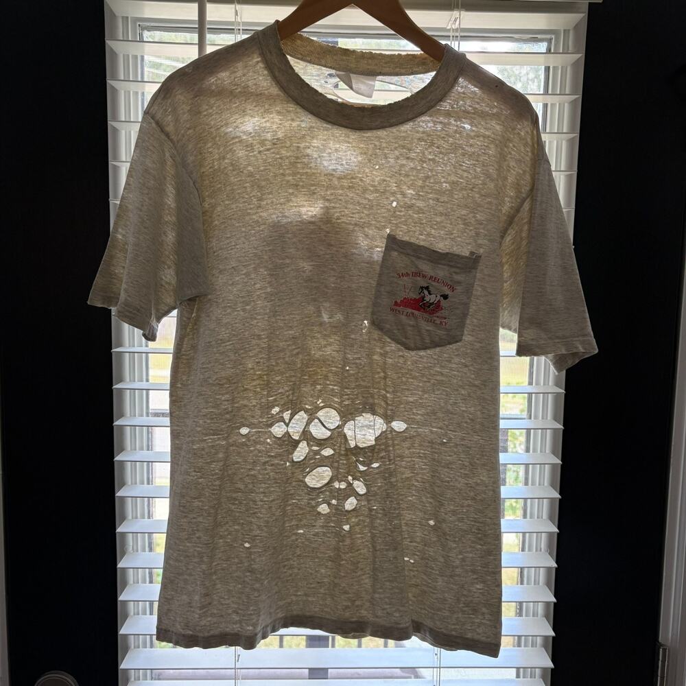 Vintage Zombie Super Thrashed Distressed Worn Paper Thin T-Shirt Size M